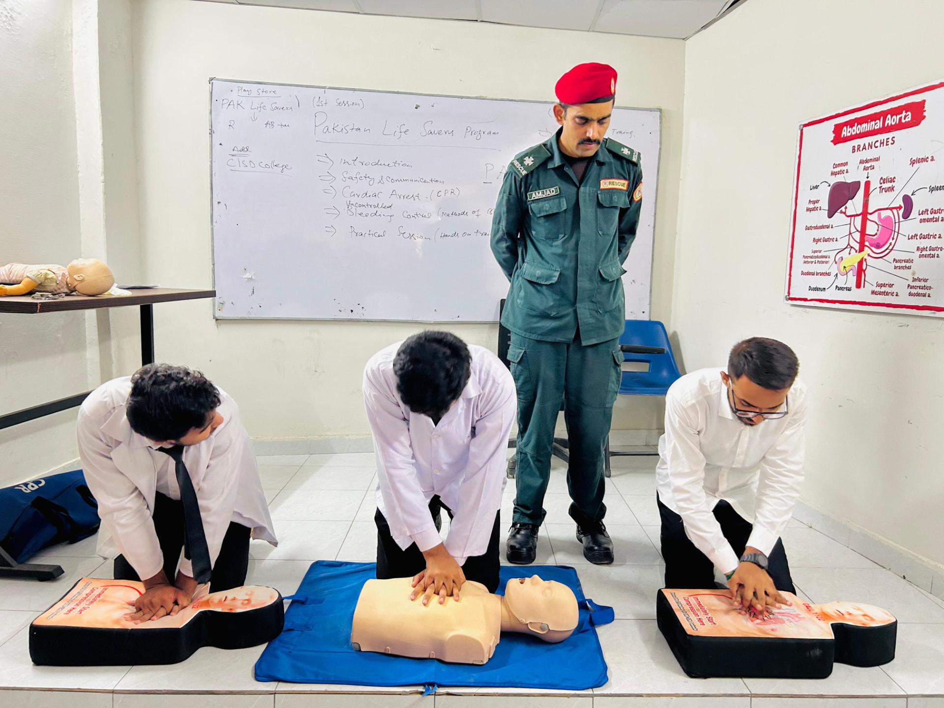 Instructor-led CPR practice
